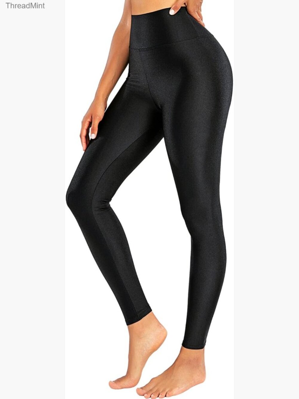 High Waisted Yoga Pants Tummy Control Shiny Sport Leggings Workout